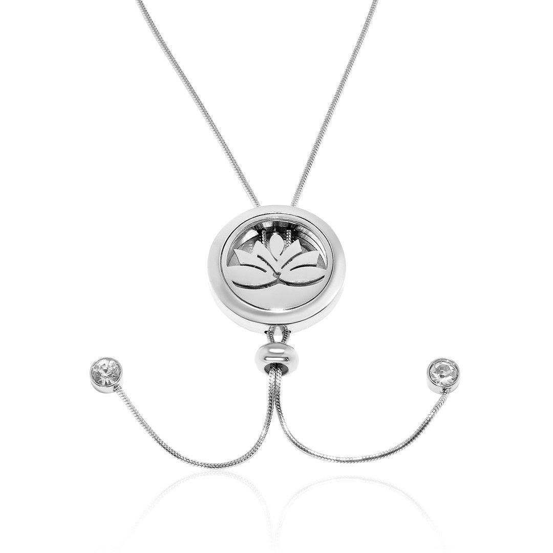 Lotus Pendant Necklace with adjustable snake chain FEP029SR